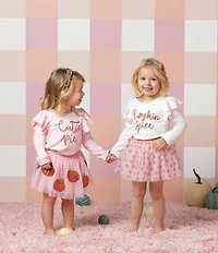 Mud Pie Baby Girls Glitter-Accented Pumpkin Printed Layered Mesh Tutu Skirt