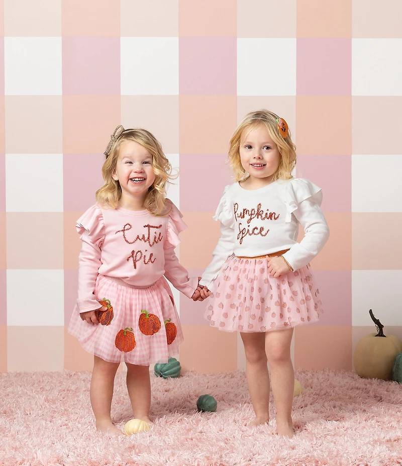 Mud Pie Baby Girls Glitter-Accented Pumpkin Printed Layered Mesh Tutu Skirt