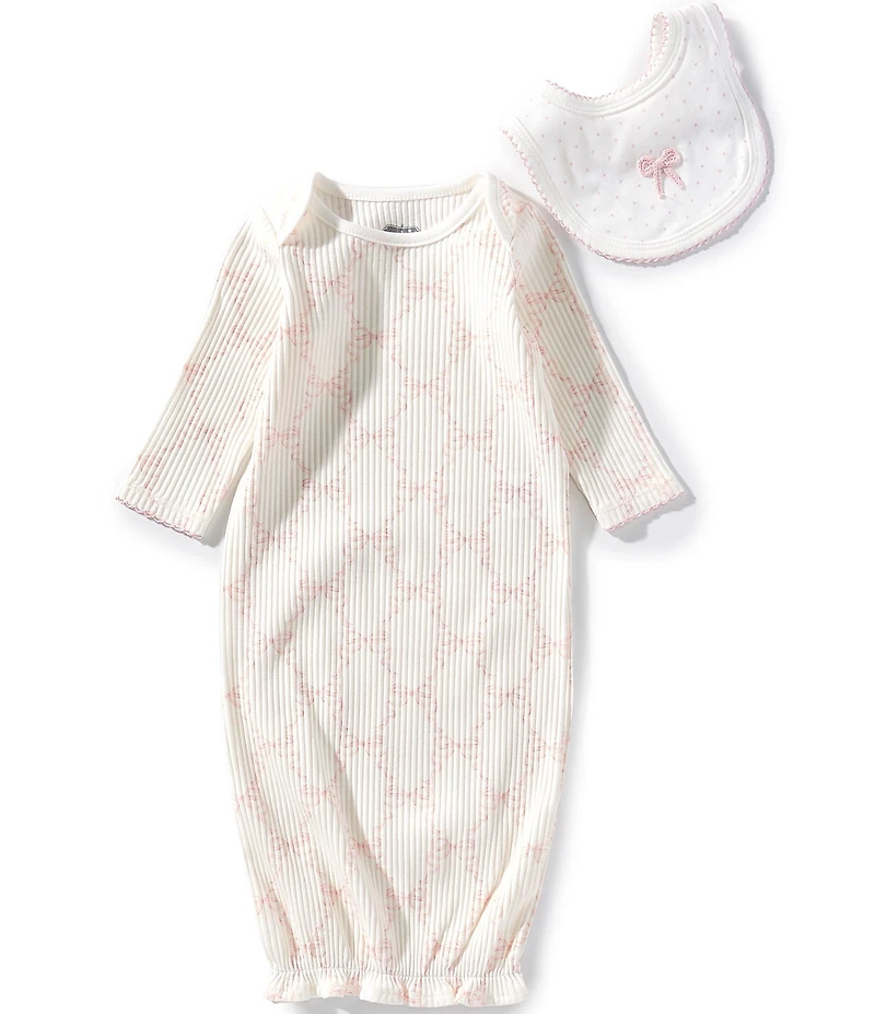 Mud Pie Baby Girls Long-Sleeve Bow-Printed Sleeper Gown