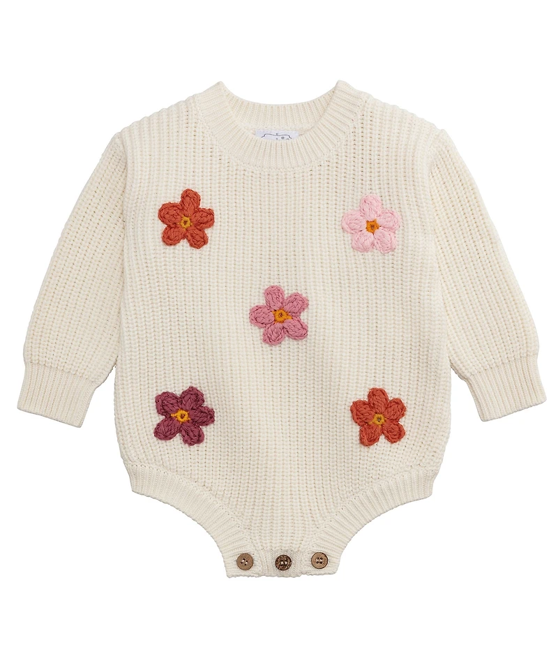 Mud Pie Baby Girls Long Sleeve Daisy Sweater Bubble Bodysuit