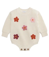 Mud Pie Baby Girls Long Sleeve Daisy Sweater Bubble Bodysuit
