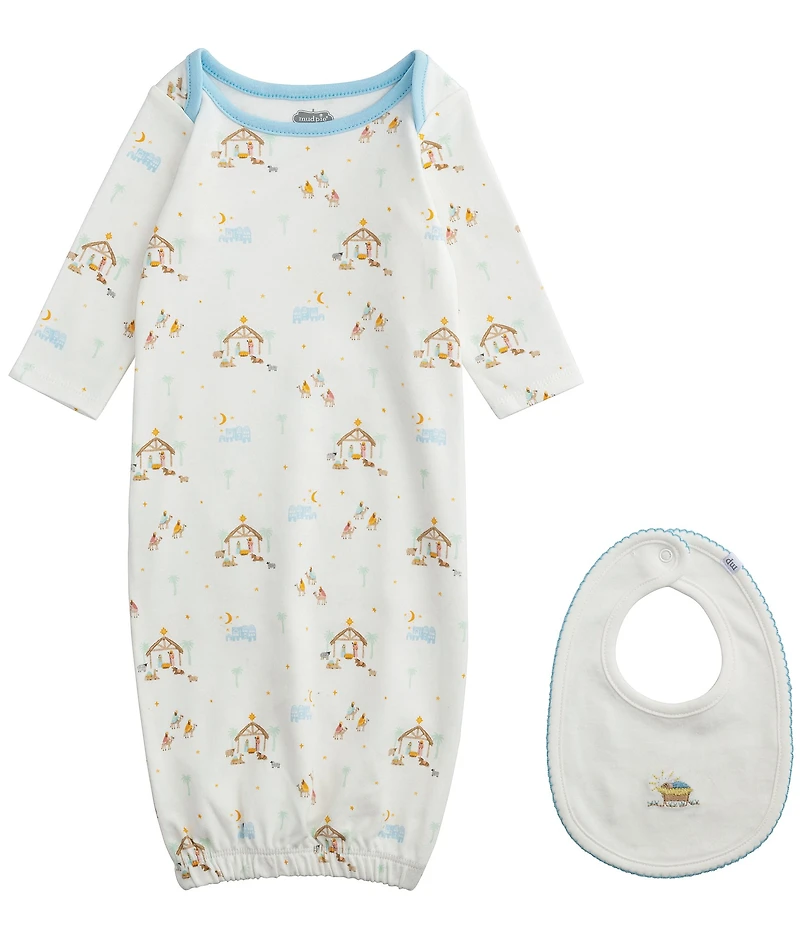 Mud Pie Baby Girls Long-Sleeve Nativity-Themed-Printed Nightgown