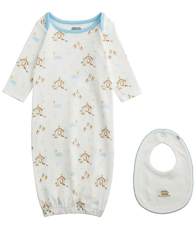 Mud Pie Baby Girls Long-Sleeve Nativity-Themed-Printed Nightgown