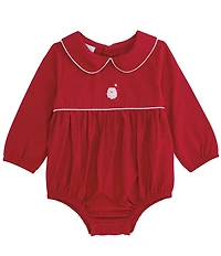 Mud Pie Baby Girls Long Sleeve Santa Red Poplin Bodysuit