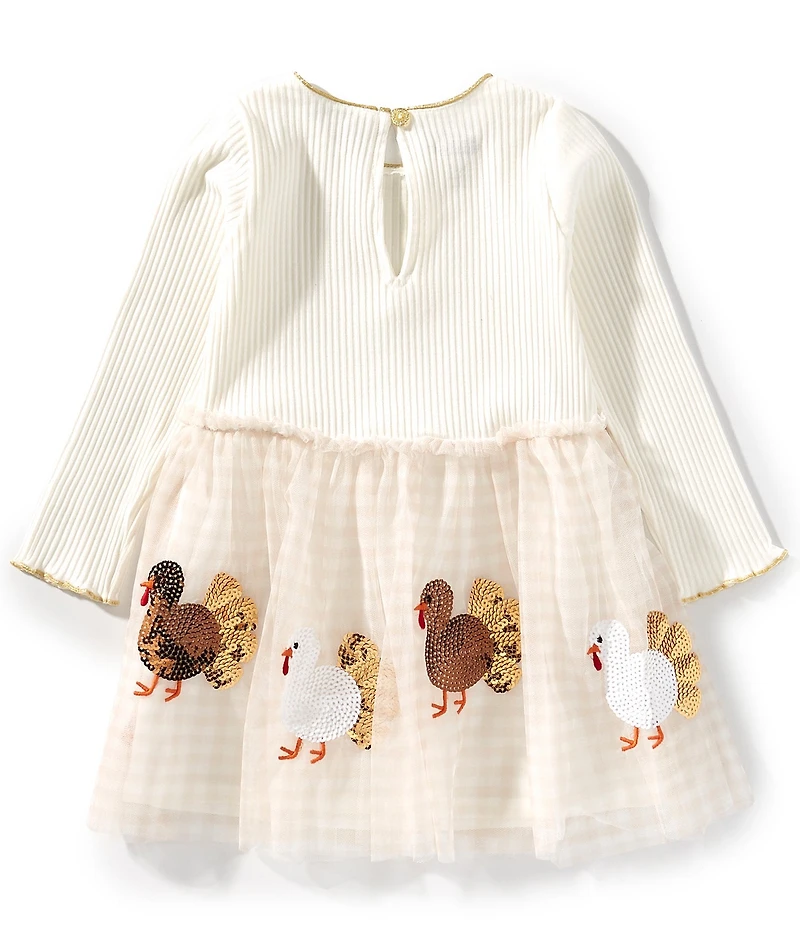 Mud Pie Baby Girls Long Sleeve Turkey Tutu Dress