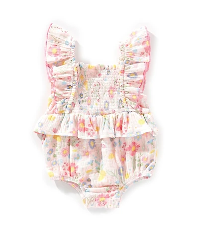 Mud Pie Baby Girls Flutter-Sleeve Easter Floral Bodysuit