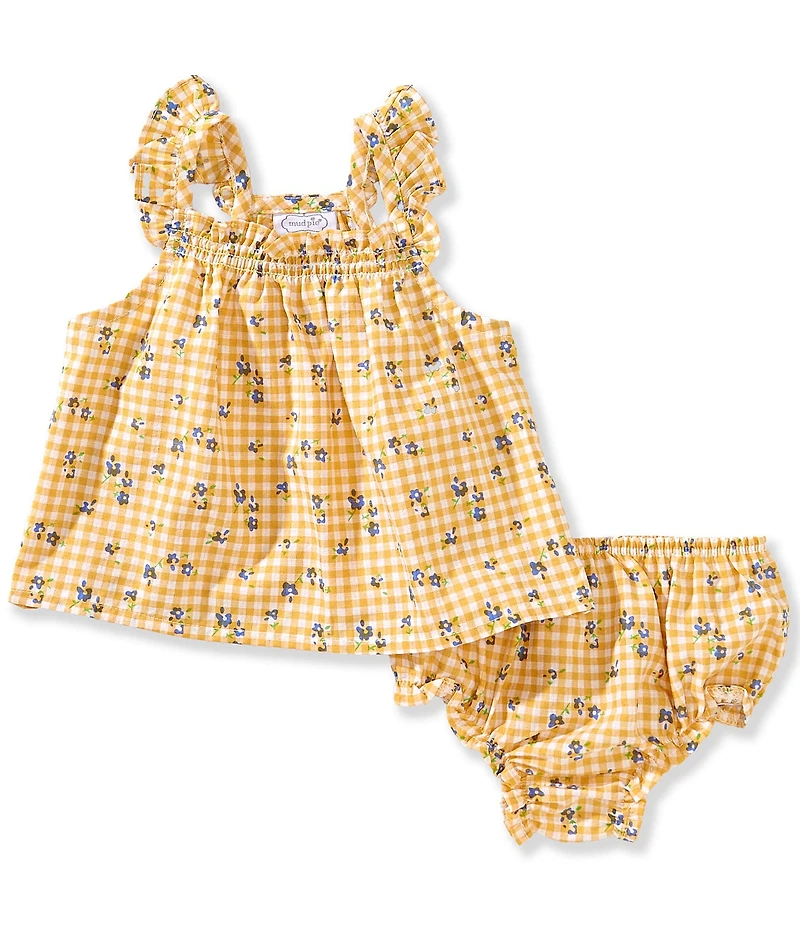 Mud Pie Baby Girls Flutter-Sleeve Gingham-Printed Shift Dress