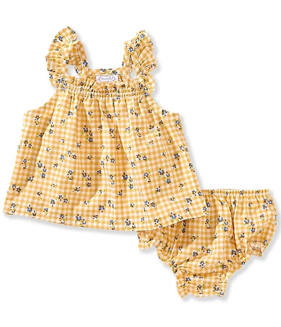 Mud Pie Baby Girls Flutter-Sleeve Gingham-Printed Shift Dress