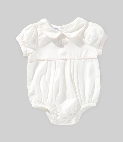Mud Pie Baby Girls Short-Sleeve Embroidered Cross Poplin Bodysuit