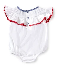Mud Pie Baby Girls Sleeveless Sailboat-Appliqued Ricrac-Trimmed Bodysuit