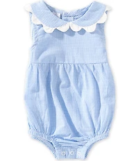 Mud Pie Baby Girls Peter Pan Scallop Collar Gingham Bubble Romper