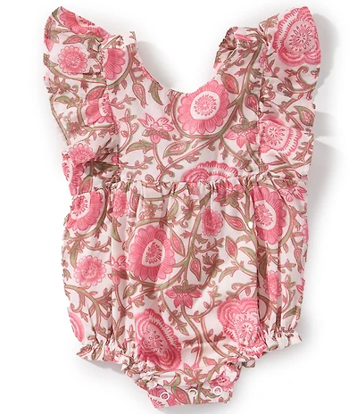 Mud Pie Baby Girls Ruffled-Shoulder Floral-Printed Bodysuit