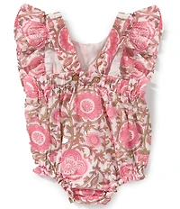 Mud Pie Baby Girls Ruffled-Shoulder Floral-Printed Bodysuit