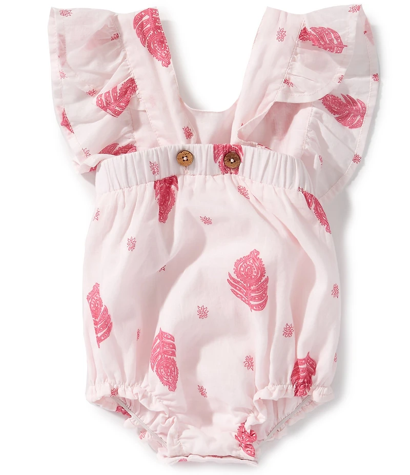 Mud Pie Baby Girls Ruffled-Shoulder Floral/Block-Print Bodysuit