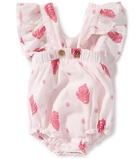Mud Pie Baby Girls Ruffled-Shoulder Floral/Block-Print Bodysuit