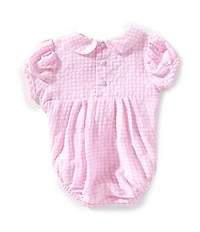 Mud Pie Baby Girls Short-Sleeve Gingham-Printed Pumpkin Embriodery Detail Bodysuit