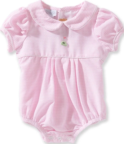 Mud Pie Baby Girls Short Sleeve Peter Pan Collar Gingham Golf Bubble