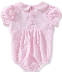 Mud Pie Baby Girls Short Sleeve Peter Pan Collar Gingham Golf Bubble