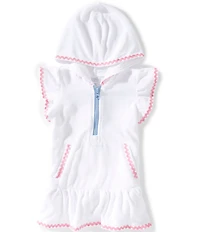 Mud Pie Baby Girls Short Sleeve Ric Rac Zip Cover-Up