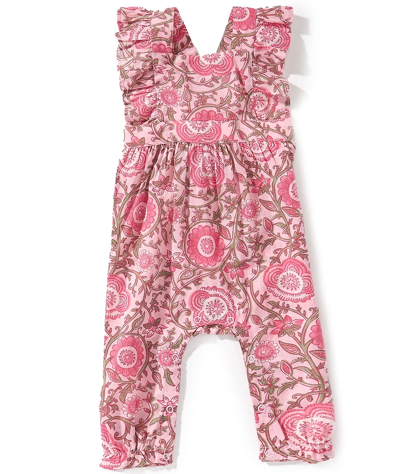 Mud Pie Baby Girls Sleeveless Floral-Printed Coverall
