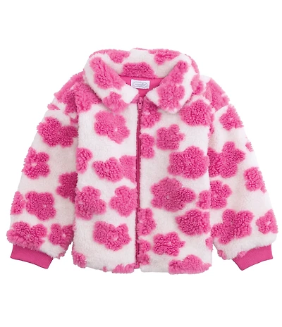 Mud Pie Baby/Little Girls Long-Sleeve Flower-Printed Faux-Sherpa Jacket