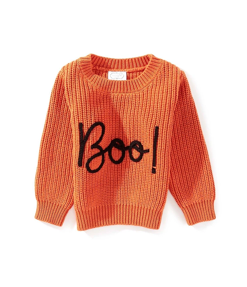 Mud Pie Baby/Little Kids Long Sleeve Boo Chainstitched Halloween Sweater
