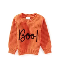 Mud Pie Baby/Little Kids Long Sleeve Boo Chainstitched Halloween Sweater