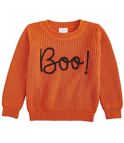 Mud Pie Baby/Little Kids Long Sleeve Boo Chainstitched Halloween Sweater