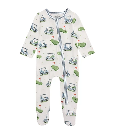 Mud Pie Babys Long-Sleeve Golf-Theme-Printed Footed Coverall