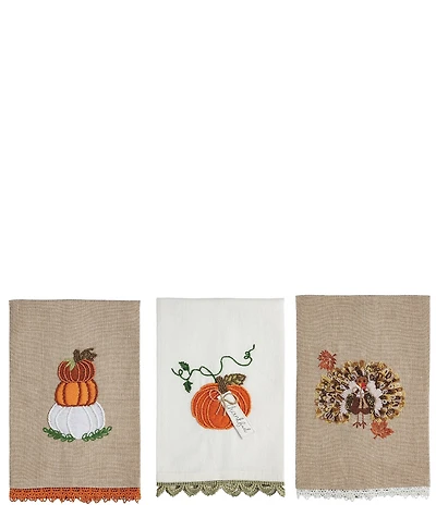Mud Pie Beaded Embroidered Icon Gather Towels Set of 3