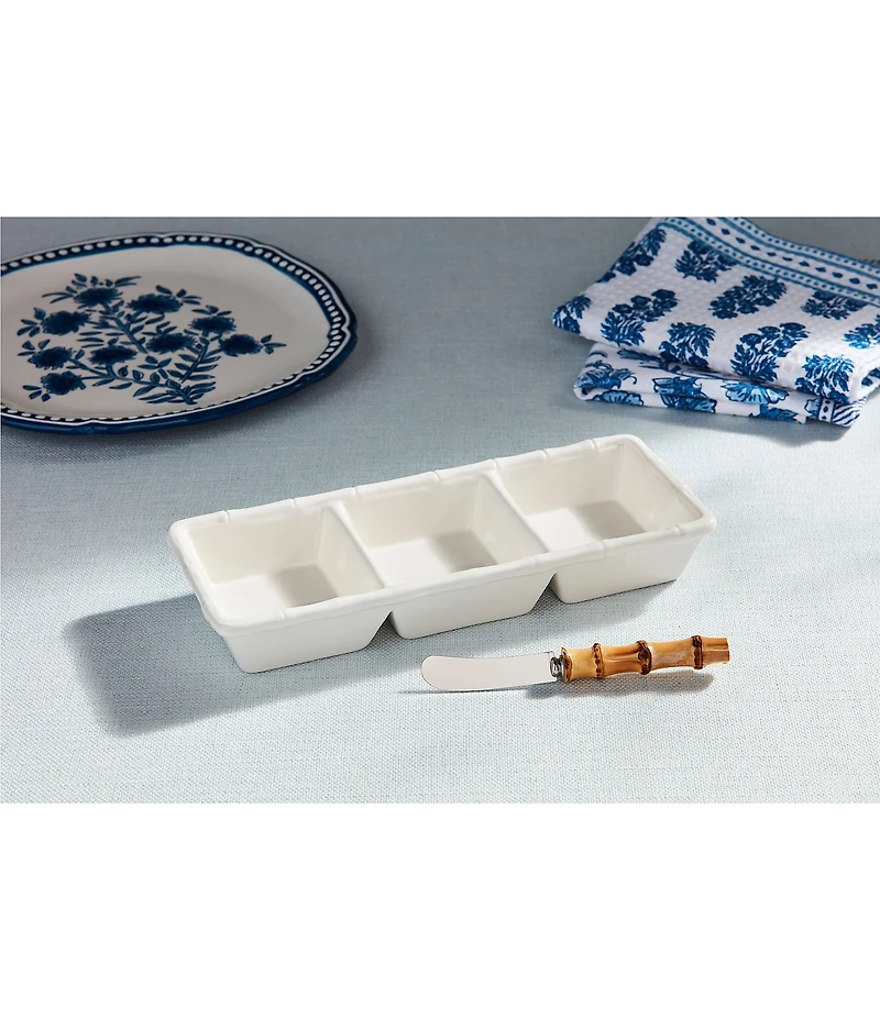 Mud Pie Block Print Blue Nested Platter