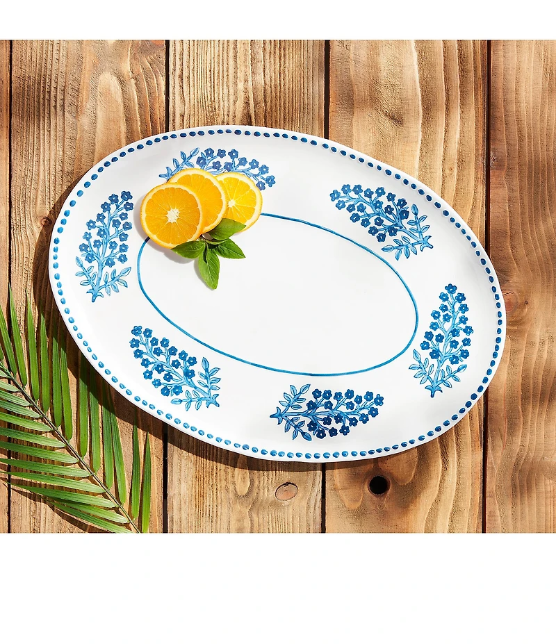 Mud Pie Block Print Oval Platter
