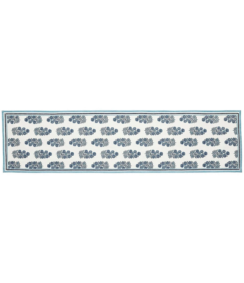 Mud Pie Blue Block Print Runner, 72#double;
