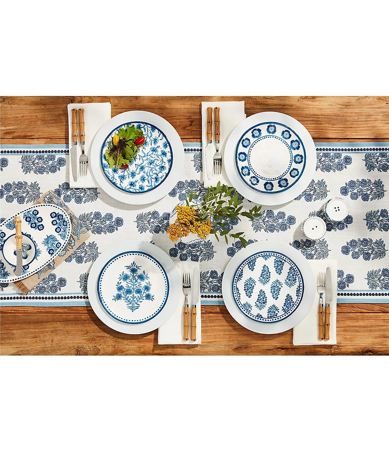 Mud Pie Blue Block Print Runner, 72#double;
