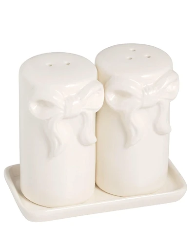 Mud Pie Bow Collection Salt and Pepper Tray Set