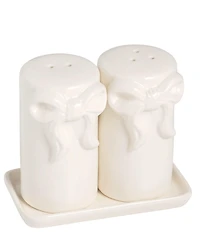 Mud Pie Bow Collection Salt and Pepper Tray Set