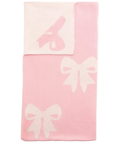 Mud Pie Bow-Printed Knit Receiving Blanket