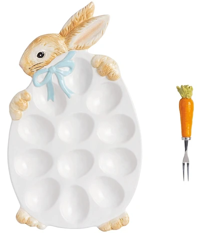 Mud Pie Bunny Deviled Egg Platter Set