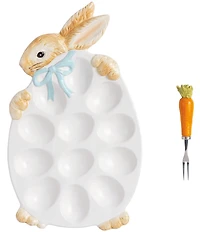 Mud Pie Bunny Deviled Egg Platter Set