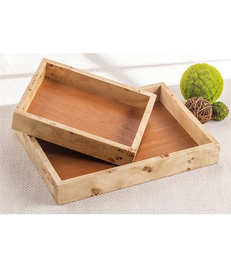 Mud Pie Burl Wood Tray Set