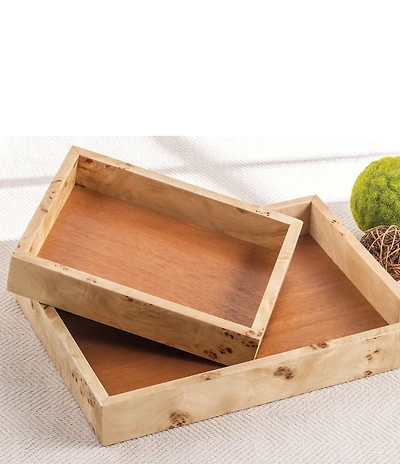 Mud Pie Burl Wood Tray Set