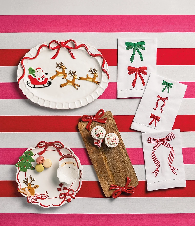Mud Pie Candy Cane Lane Collection Santa Sleigh Platter