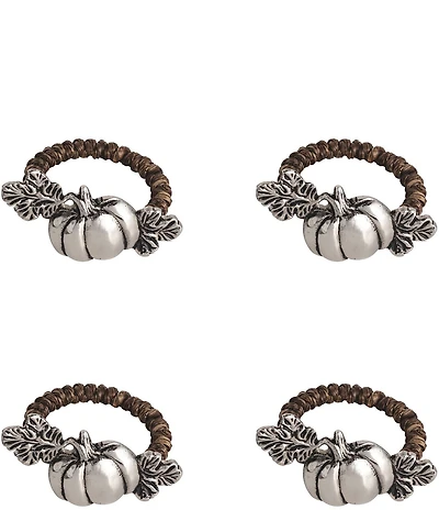 Mud Pie Gather Collection Pumpkin Napkin Rings, Set of 4