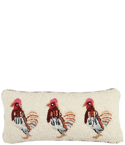 Mud Pie Chicken Hooked Wool Lumbar Pillow