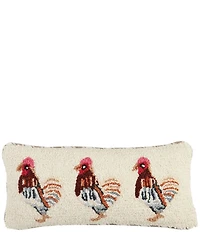 Mud Pie Chicken Hooked Wool Lumbar Pillow