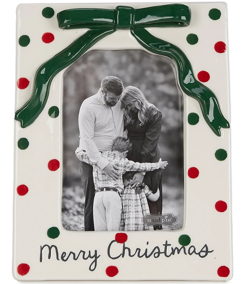 Mud Pie Circa Whimsy Collection Green Stripe Christmas Bow Frame