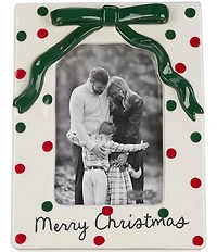 Mud Pie Circa Whimsy Collection Green Stripe Christmas Bow Frame