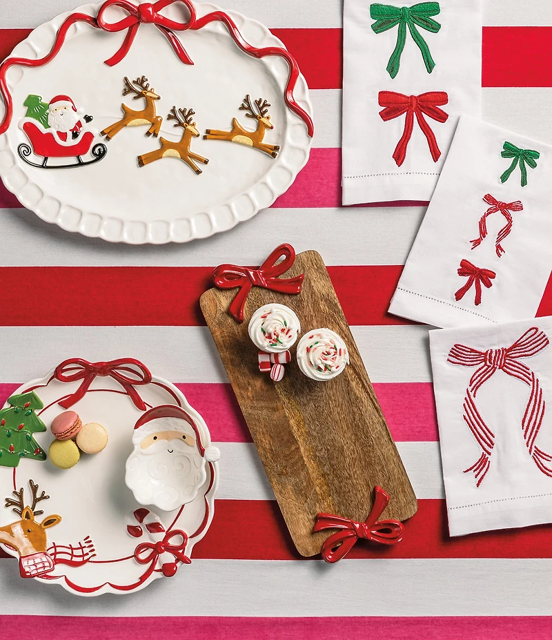 Mud Pie Circa Whimsy Collection Red Bow Handle Wood Board