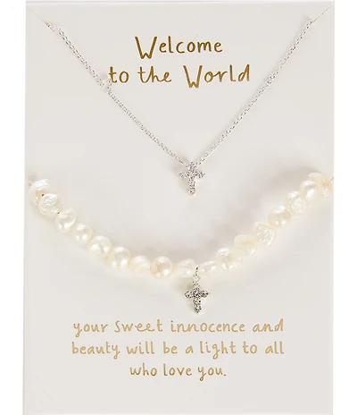 Mud Pie Cross Braclet & Necklace 2-Piece Set