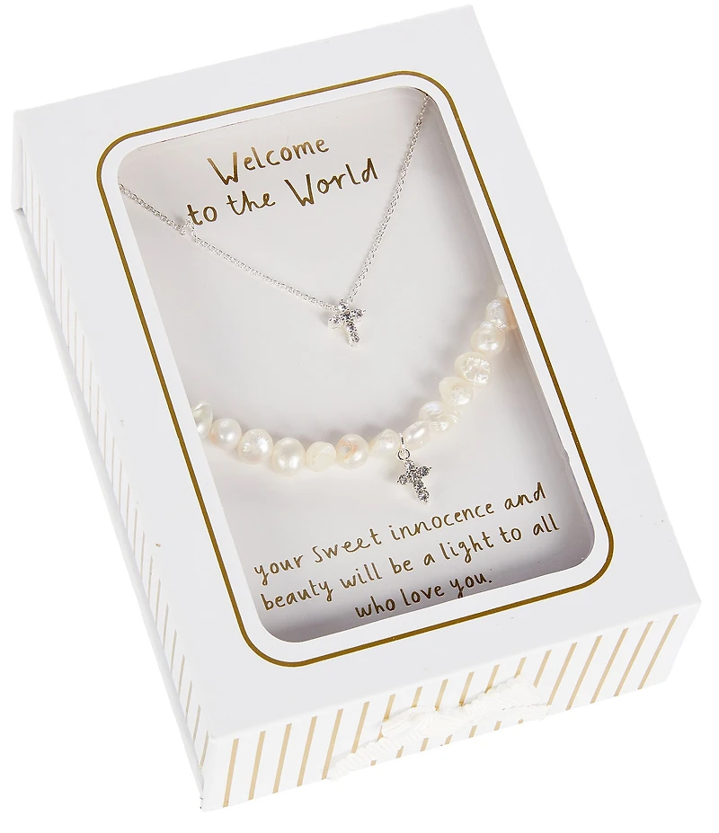 Mud Pie Cross Braclet & Necklace 2-Piece Set